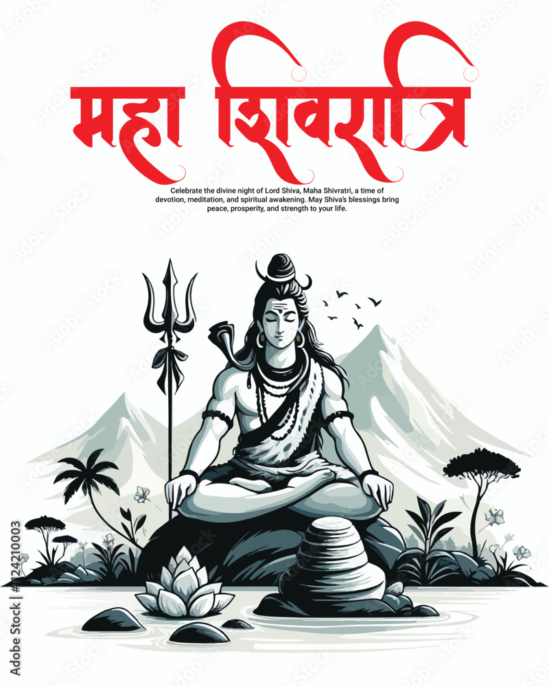 Happy maha shivratri and Subh shivratri with lord shiva social media post banner template Happy maha shivratri and Subh shivratri with lord shiva social media post banner template