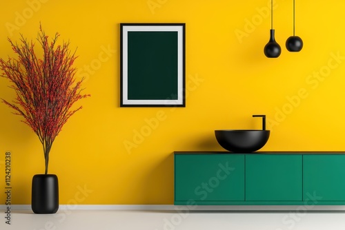 Clean Slate: White Wall Poster Mockup in Modern Office Space 