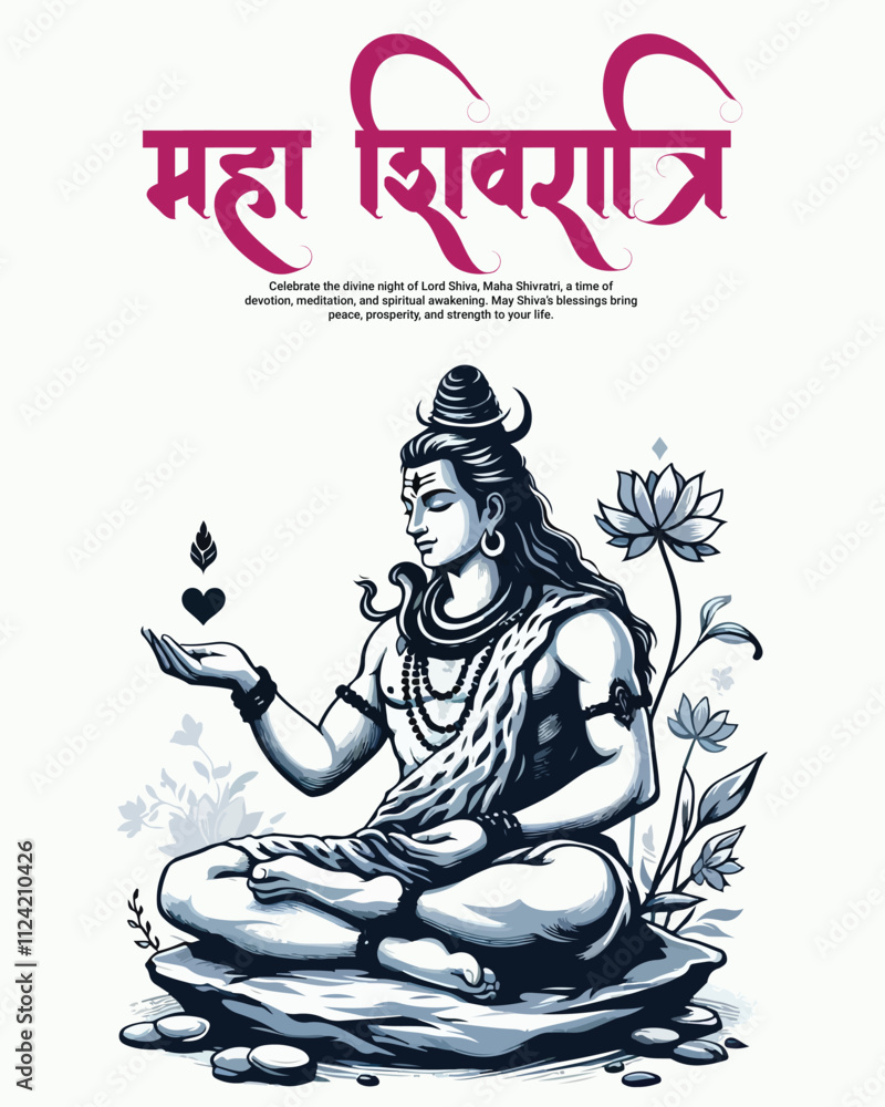 Happy maha shivratri and Subh shivratri with lord shiva social media post banner template Happy maha shivratri and Subh shivratri with lord shiva social media post banner template