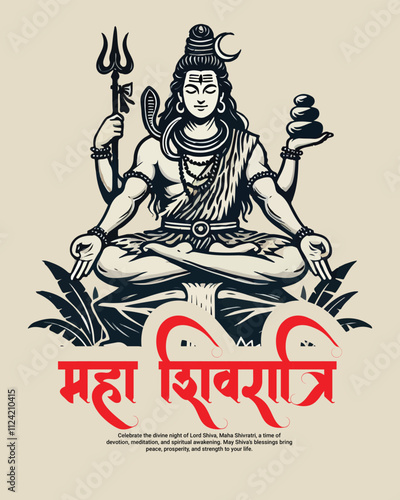 Happy maha shivratri and Subh shivratri with lord shiva social media post banner template