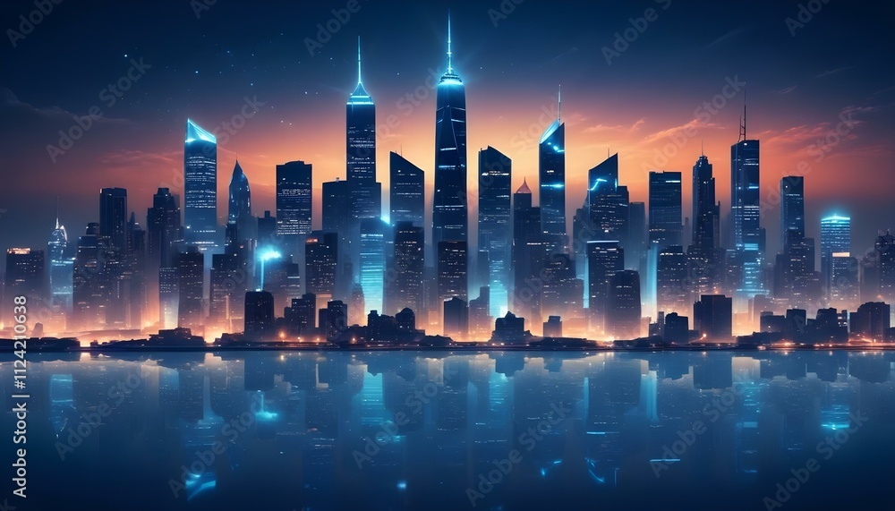 Fototapeta premium Clear Plain Shiny Warm Soft Vintage Bokeh Cloudy Wave Like Geometric Blue Background or Texture