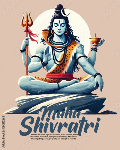 Happy maha shivratri and Subh shivratri with lord shiva social media post banner template