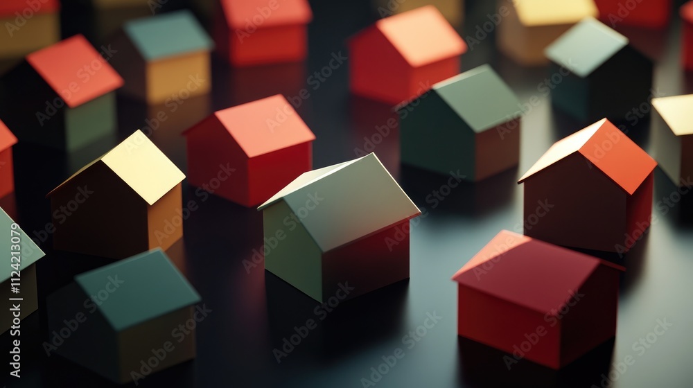 Miniature Houses Showcase Diverse Architectural Styles and Colors, Illustrating Design Variety, Real Estate Market Trends, and Property Investment Opportunities. Miniature Houses Showcase Diverse Architectural Styles and Colors, Illustrating Design Variety, Real Estate Market Trends, and Property Investment Opportunities.