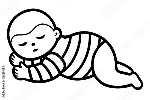 Liine art of a peaceful sleeping baby vector illustration 