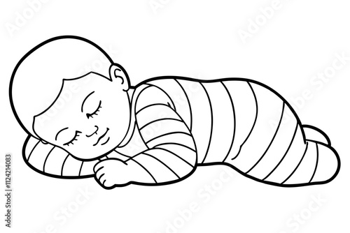 Liine art of a peaceful sleeping baby vector illustration 