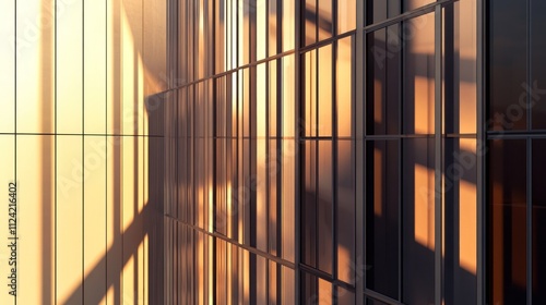 Wallpaper Mural Sunset light illuminating modern building's glass facade and panels. Torontodigital.ca
