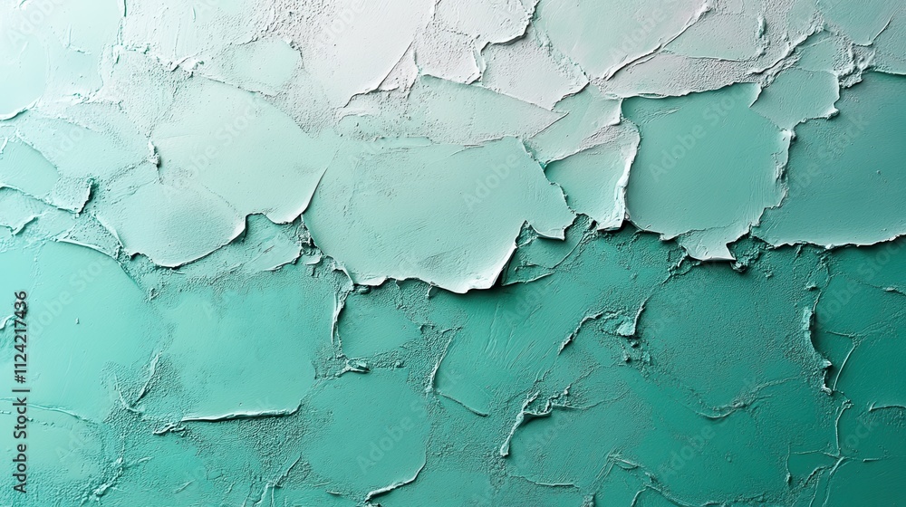 Textured Abstract Background with Green and White Plaster Layers Creating a Unique Artistic Pattern Textured Abstract Background with Green and White Plaster Layers Creating a Unique Artistic Pattern
