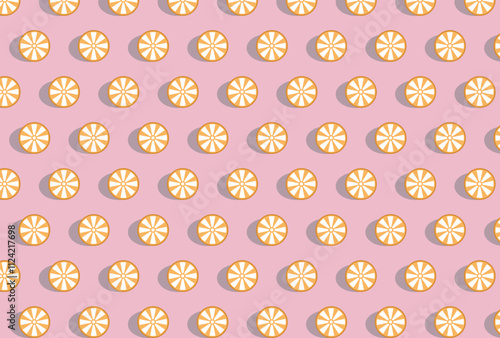 colorful Cute orange fruits pattern background, lemon vector design backdrop