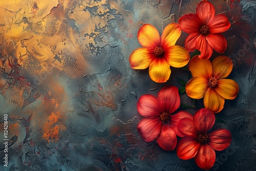 Obraz na płótnie Elegant floral wallpaper design featuring light blue flowers and warm earth tones w salonie