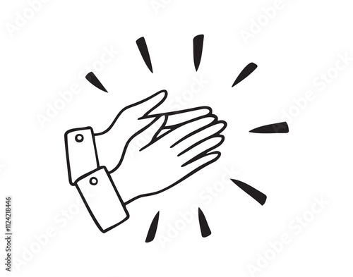 Applause doodle icon, Clapping their hands, applause hand drawn isolated on white background. 