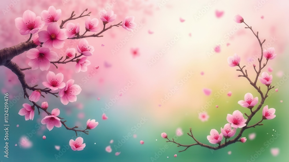 Multicolor fading blur. Spring blossom gradient with fresh pinks and lively greens, noise-free and clear vector background in 4K UHD Multicolor fading blur. Spring blossom gradient with fresh pinks and lively greens, noise-free and clear vector background in 4K UHD