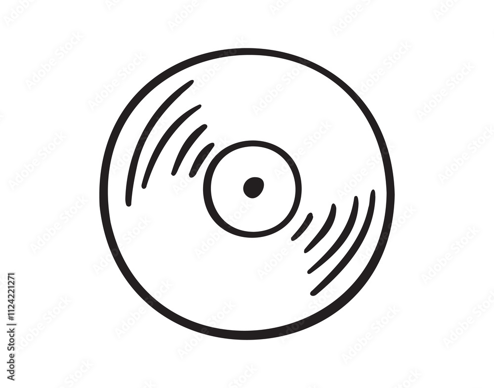 Vinyl gramophone record doodle hand drawn icon. Vinyl gramophone record single element for design, symbol, music. Clipart drawing Vinyl gramophone record doodle hand drawn icon. Vinyl gramophone record single element for design, symbol, music. Clipart drawing
