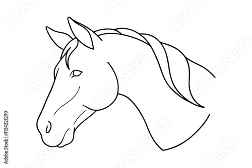 Continuous Line Horse Head Profile Vector Art photo