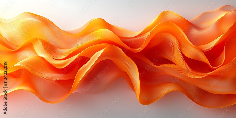Fototapeta premium Abstract orange fabric flowing waves.