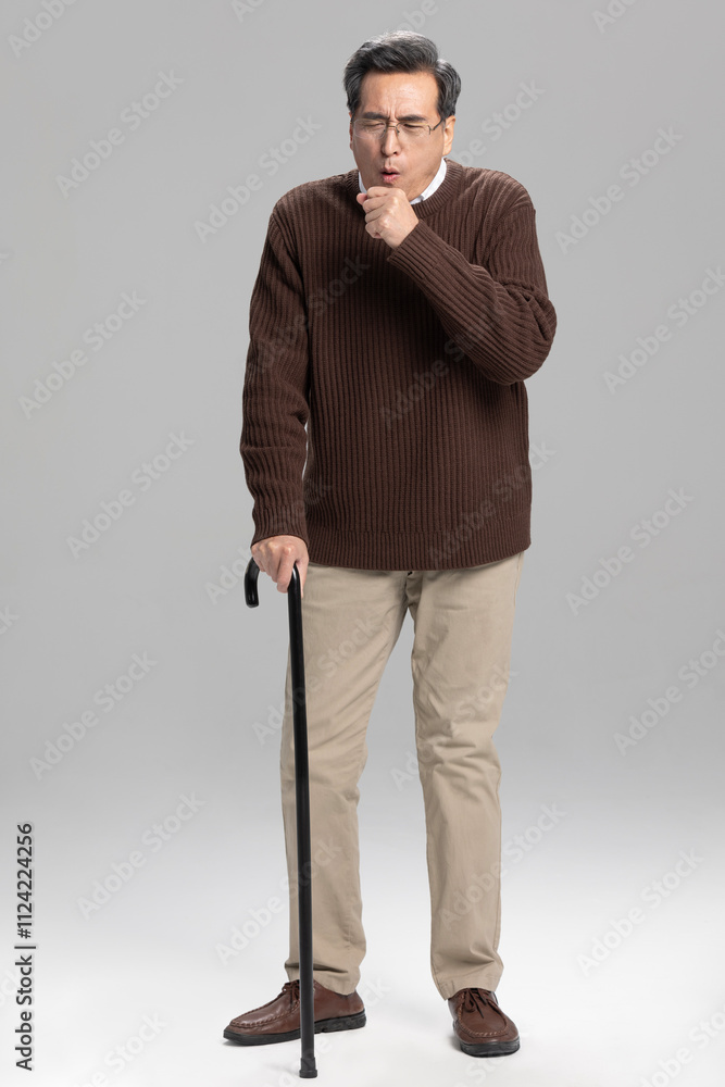 Senior Chinese man not feeling well Senior Chinese man not feeling well