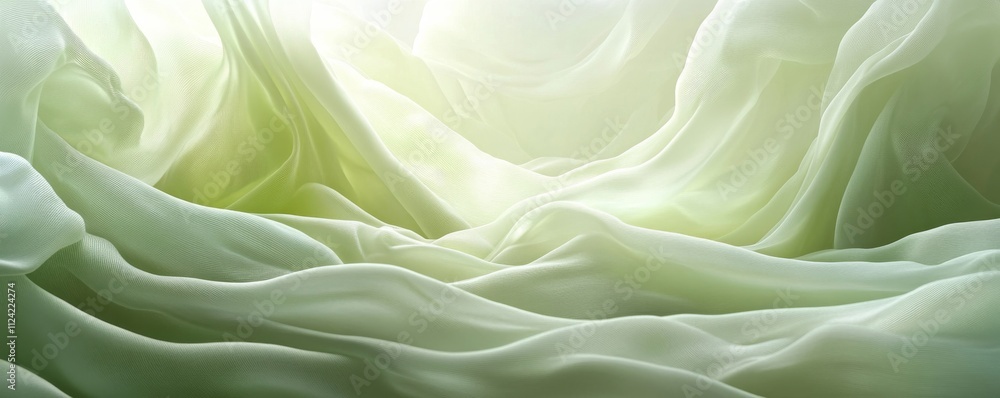 Pale Green Silk Drape Abstract Texture and Light Pale Green Silk Drape Abstract Texture and Light