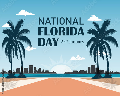 National Florida Day. 25 January. USA Holiday. Holiday concept, banner, poster, card. Background. Vector illustration.