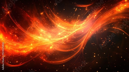 Abstract fire sparks scattering over a dark background, glowing in vibrant orange and red, adding intensity to the scene