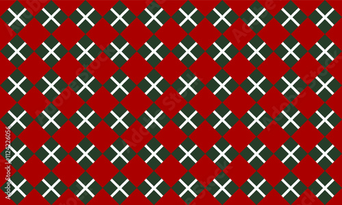 Red and green pattern, Multi layer two tone red diamond checkerboard repeat pattern, replete image, design for fabric printing, Christmas's background