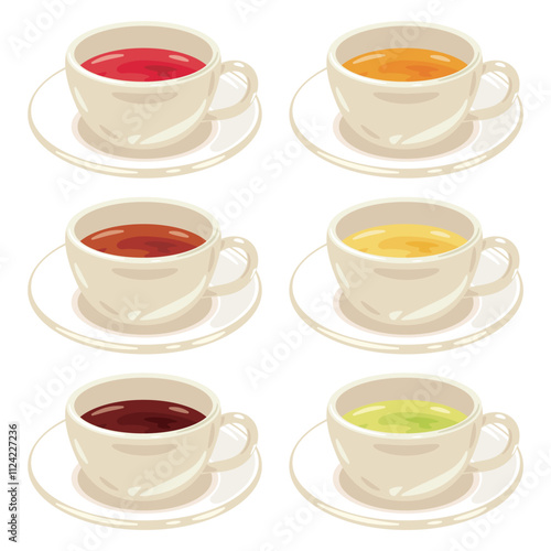 お茶入りのティーカップセット