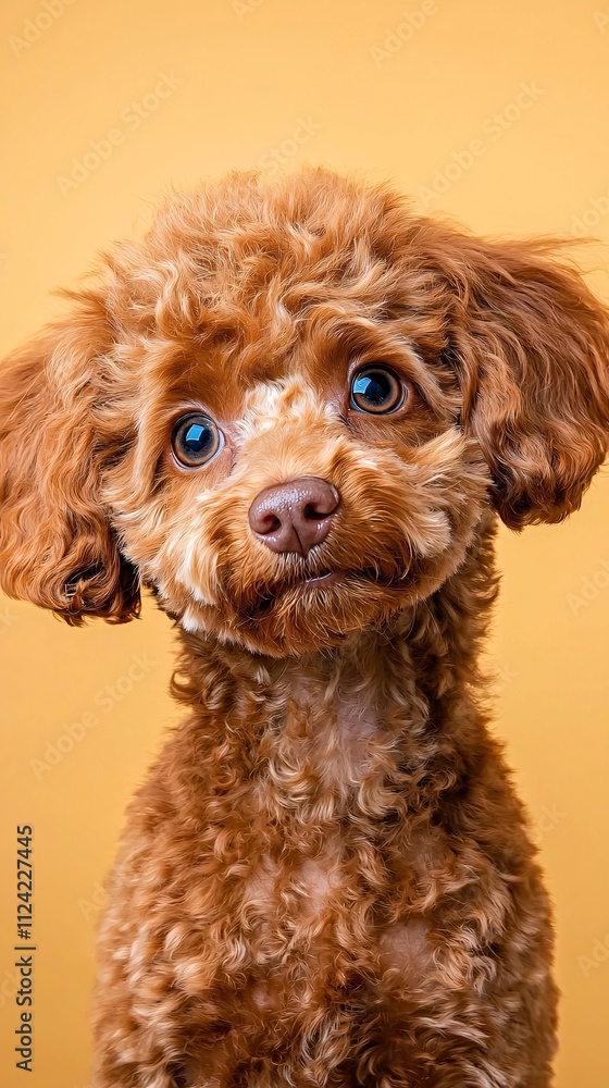 Playful poodle puppy studio setting pet photography vibrant background close-up adorable canine expressions Playful poodle puppy studio setting pet photography vibrant background close-up adorable canine expressions