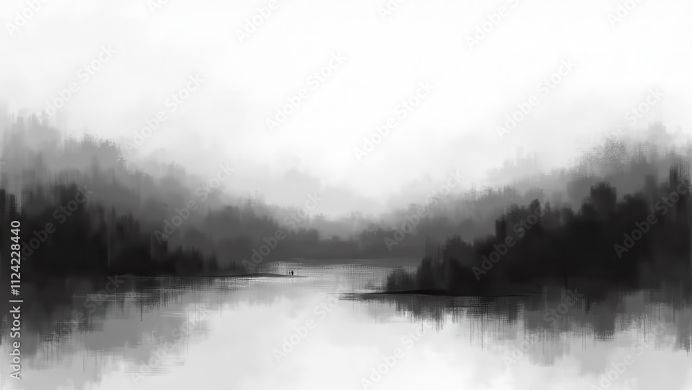 Pixelated noise overlays.Abstract landscape with seamless gradient transitions in a minimalist pixelated form. Featuring a monochrome scheme, designed for both elegance and clarity