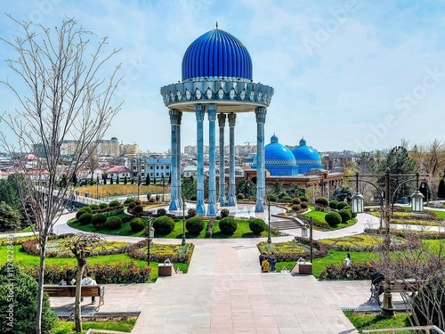 Rotunda with a memorial stone in the menorial complex of Victims of Political Repression in Tashkent, Uzbekistan.	