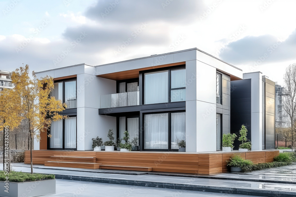 White Modern houses. Residential architecture exterior White Modern houses. Residential architecture exterior