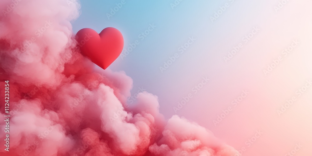 Heart Surrounded by Colorful Clouds in a Bright Sky Background Heart Surrounded by Colorful Clouds in a Bright Sky Background