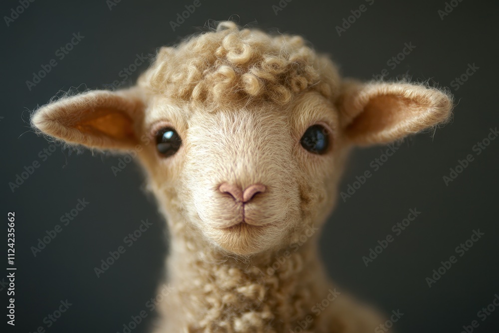 Close up of a wooly lamb s face Close up of a wooly lamb s face