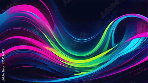 Wallpaper Mural Bold Neon Colors Blending in Abstract Waves Background Wallpaper Torontodigital.ca