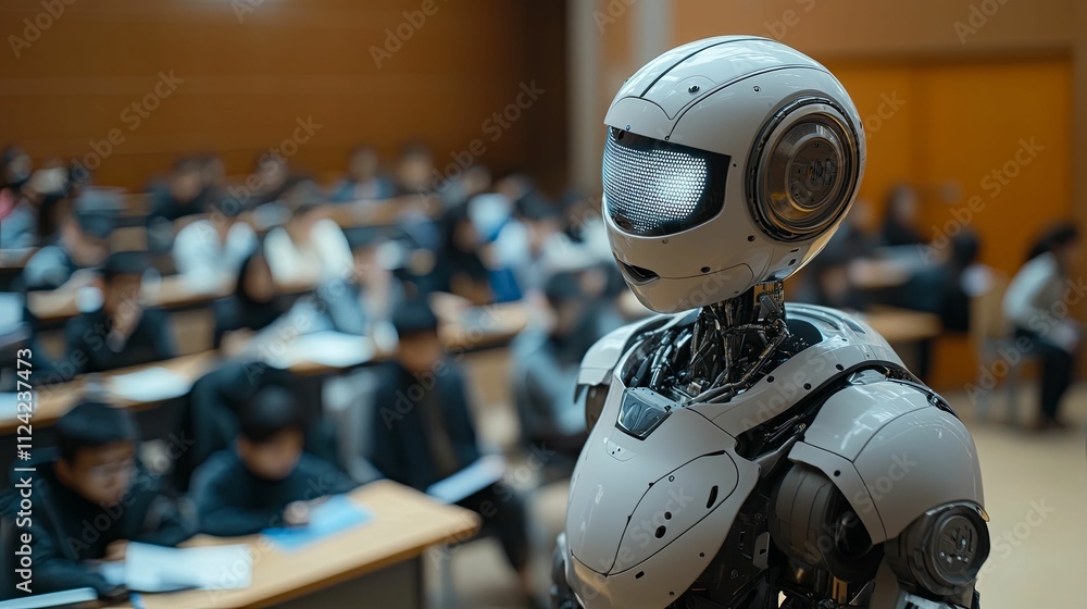 Advanced Robot Teacher Addresses Class Of Students Advanced Robot Teacher Addresses Class Of Students