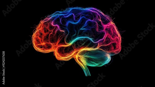 Neural brain illustration with vibrant colors symbolizing creativity and intelligence