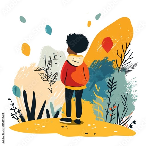 Artistic child illustration with vibrant colors and whimsical design