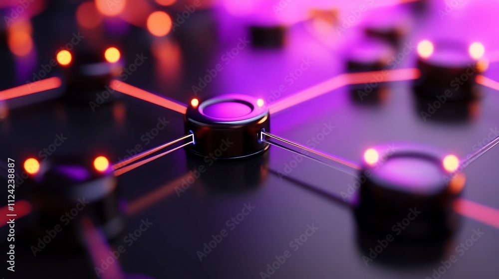 Abstract network connection nodes glowing in dark. Abstract network connection nodes glowing in dark.