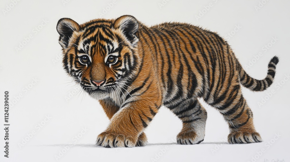 Obraz premium A tiger cub with bold stripes