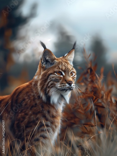 Focused Close Up of a Pampas Cat, Leopardus colocola, in the Wild