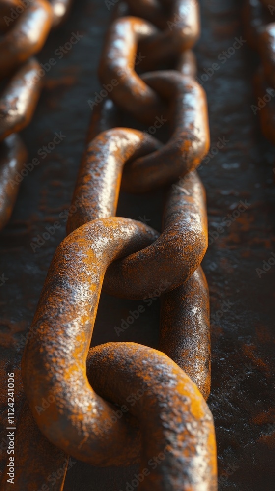 Rusty Chain Links: Close-Up Texture, Metal Corrosion, Industrial Strength, Time's Passage, Weathered Surface, Oxidized Metal, Aged Links, Rusty Chain Links: Close-Up Texture, Metal Corrosion, Industrial Strength, Time's Passage, Weathered Surface, Oxidized Metal, Aged Links,