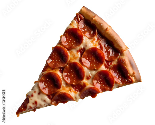 a slice of pepperoni pizza isolated on a transparent or white background, pepperoni pizza, salami,  fast food