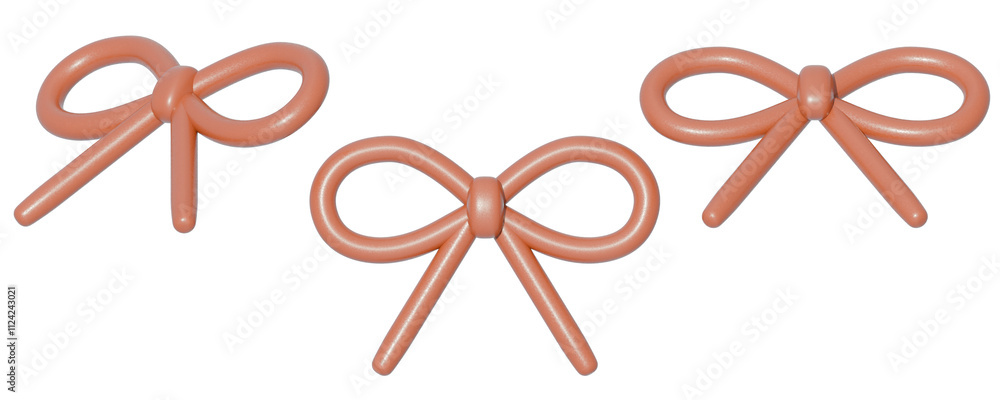 a collection of 3d cute chocolate brown ribbons or bows on an isolated background, fun-loving bow design emlements a collection of 3d cute chocolate brown ribbons or bows on an isolated background, fun-loving bow design emlements