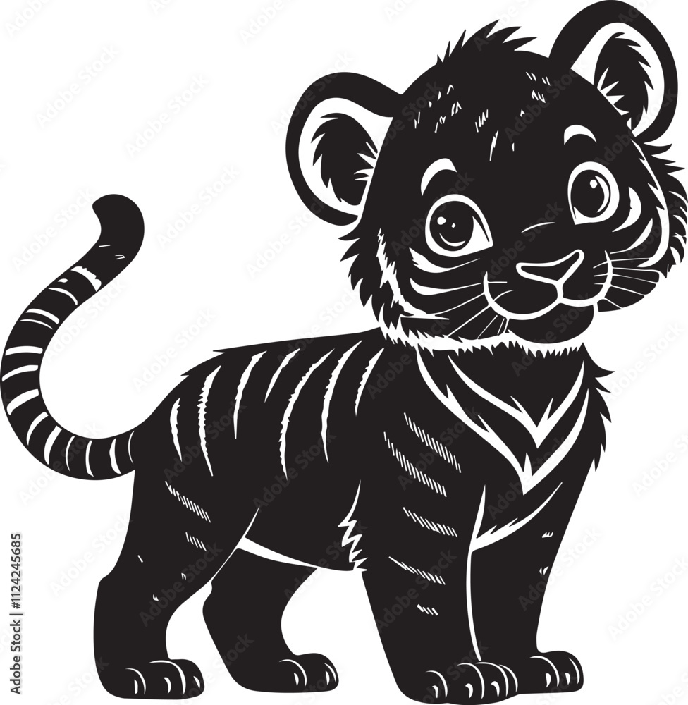 Fototapeta premium baby tiger silhouette vector