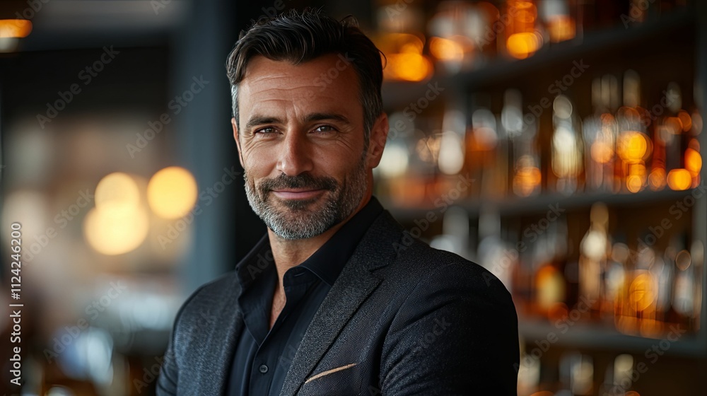 Confident Man Smiling In A Stylish Suit Jacket Confident Man Smiling In A Stylish Suit Jacket