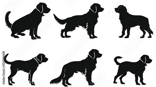 Set of cute dog silhouette vector art illustration vector isolated black silhouette of a dog collection German Shepherd Silhouette Collection, Generative AI
