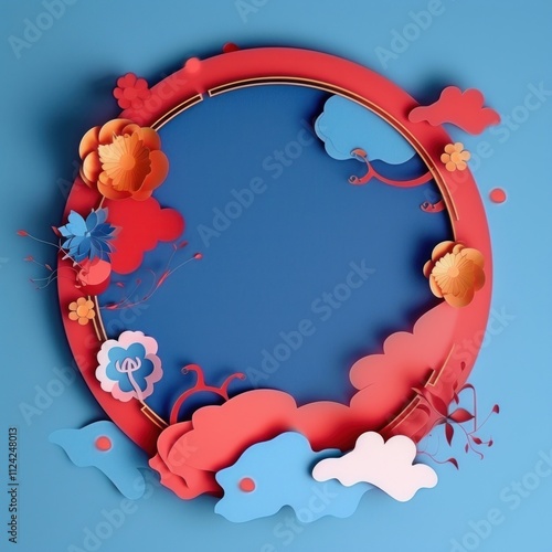 Chinese new year circle border art creativity pattern.