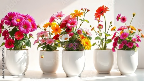 Wallpaper Mural Vibrant White Potted Flowers - High-Resolution Stock Photos Torontodigital.ca