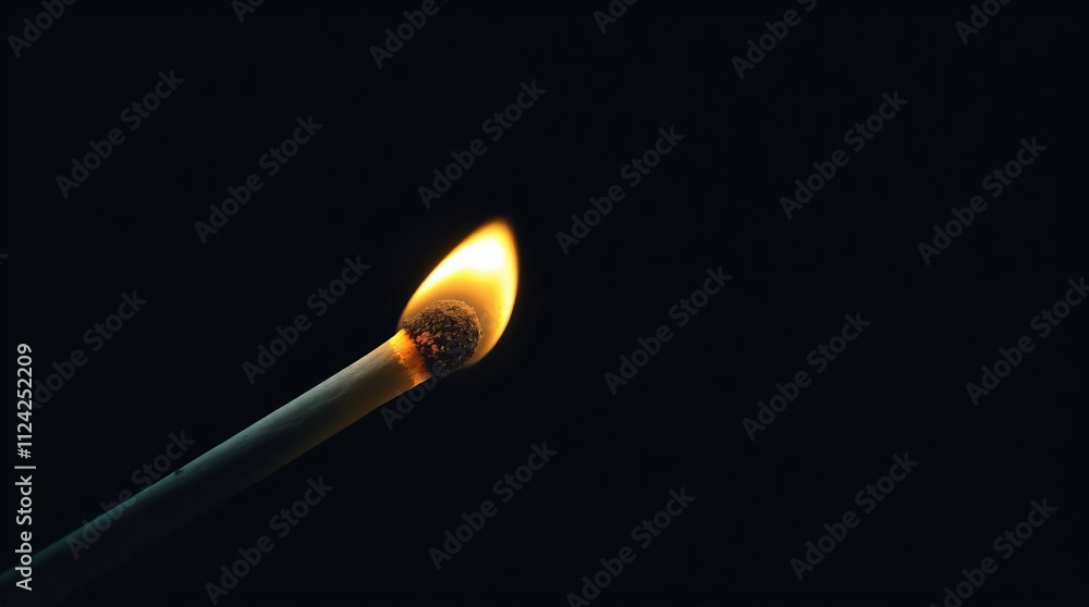 The dim light from the flame of a match in the dark The dim light from the flame of a match in the dark