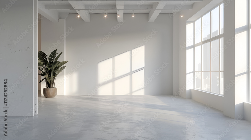 Modern bright white two floors coworking office interior with furniture and empty mock up place on wall Workspace home office desk supplies on office workplace, Generative AI Modern bright white two floors coworking office interior with furniture and empty mock up place on wall Workspace home office desk supplies on office workplace, Generative AI