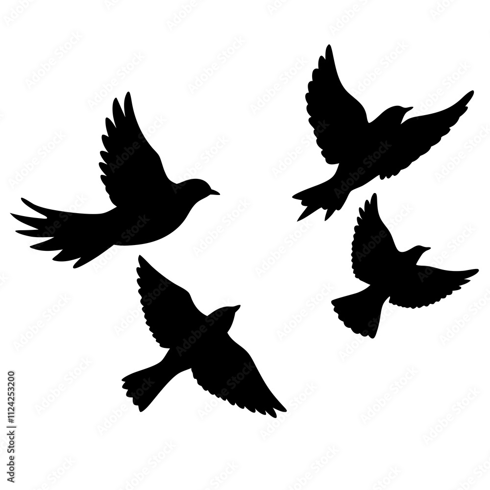 Fototapeta premium Flying bird vector art design. Birds icon silhouette art, Animal birds Elements illustration