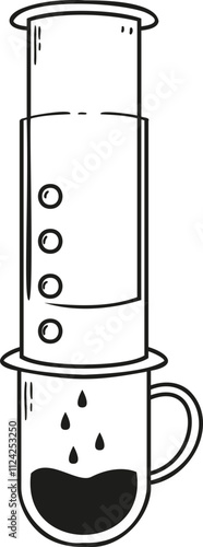 Aeropress Coffee Maker Line Art Vector Illustration
