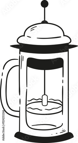 French Press Coffee Maker Vector Illustration